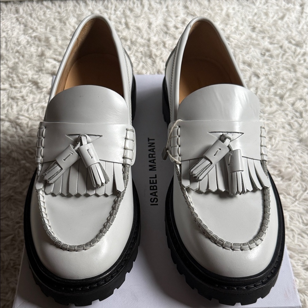 Isabel Marant White Chunky Tassel Loafers